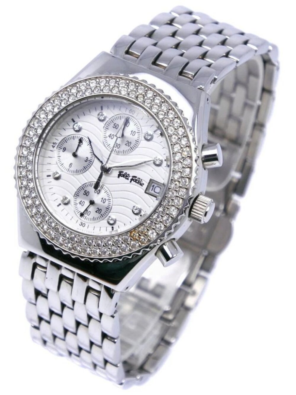 Folli Follie bezel rhinestone Watches WF6A049SV WhiteDial Stainless Steel/...